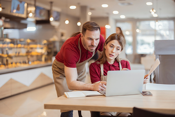 small business owners preparing their taxes