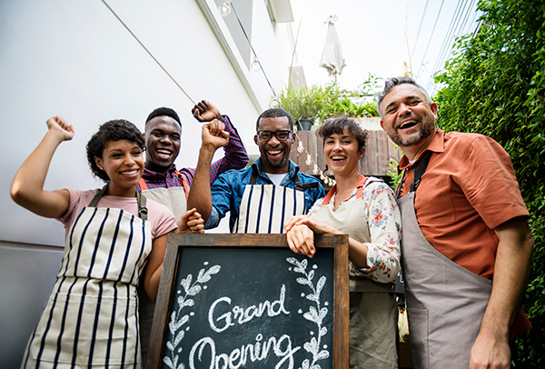 employees happy about store grand opening